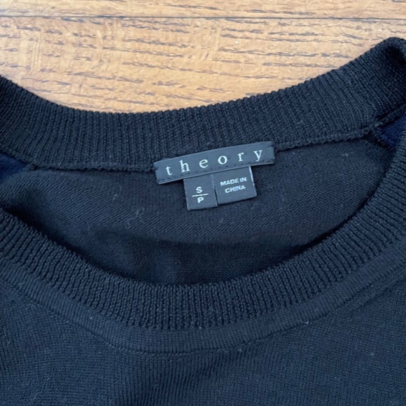 Theory Women's Raglan Wool Sweater Black & Navy Blue Sleeves Size S/P - Picture 3 of 7
